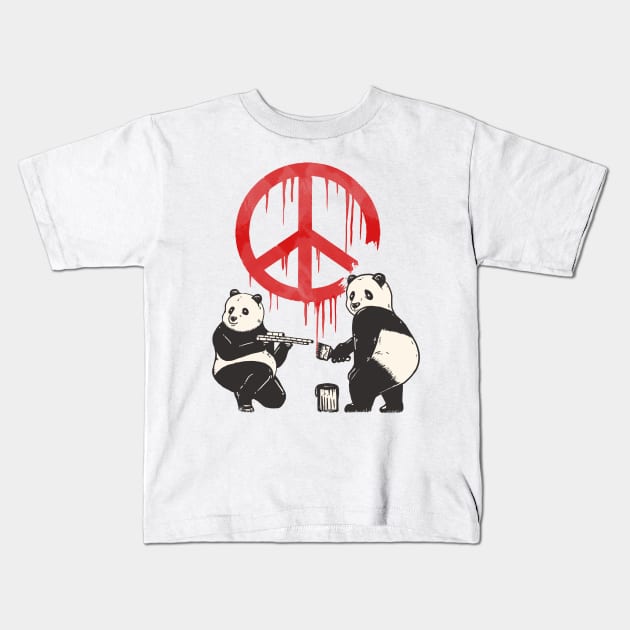 Pandalism Peace Sign Kids T-Shirt by fathi